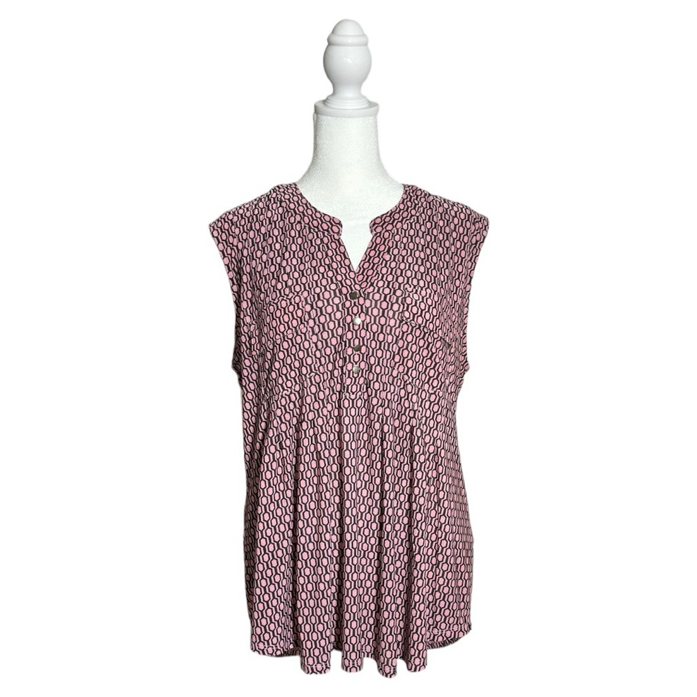 Lily Morgan sleeveless pink and black blouse size XL.